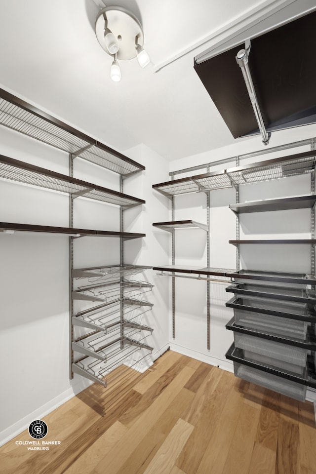 walk in closet featuring light wood finished floors