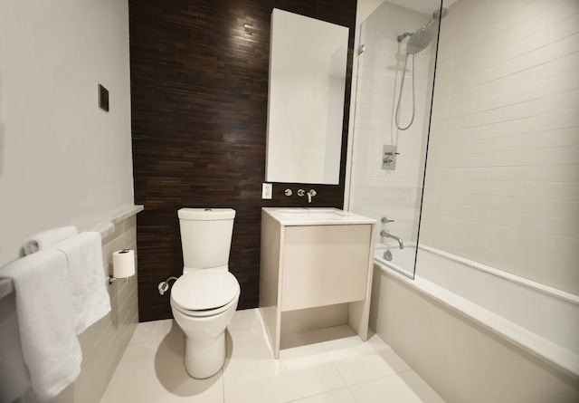 2 Northside Piers Unit 2-S, New York City, NY 11249 - full bathroom with toilet, vanity, shower / bathtub combination, and tile patterned flooring