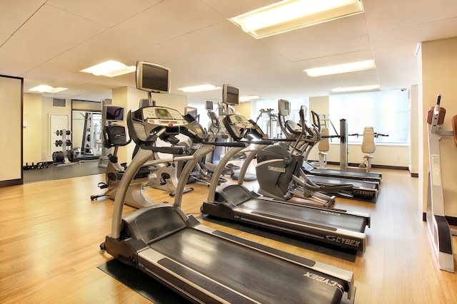 250 E 53rd St Unit 3004, New York City, NY 10022 - gym featuring wood finished floors and baseboards