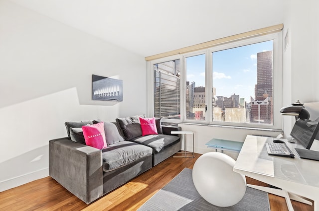 250 E 53rd St Unit 3004, New York City, NY 10022 - home office featuring wood finished floors and a city view