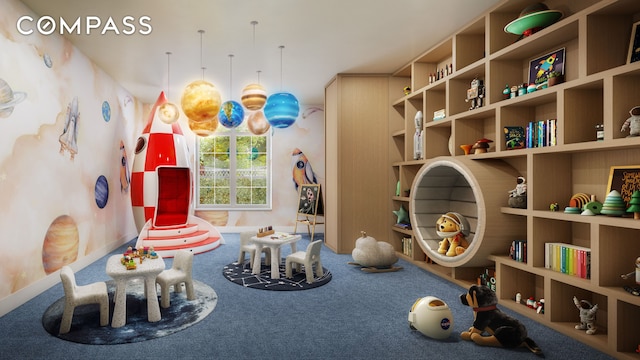 game room featuring carpet floors