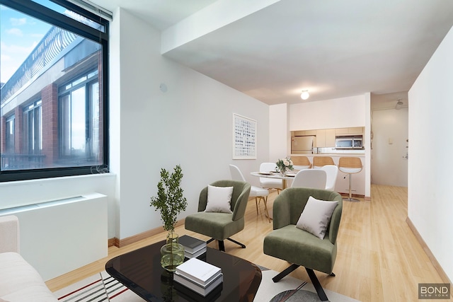 living area featuring light wood-style floors