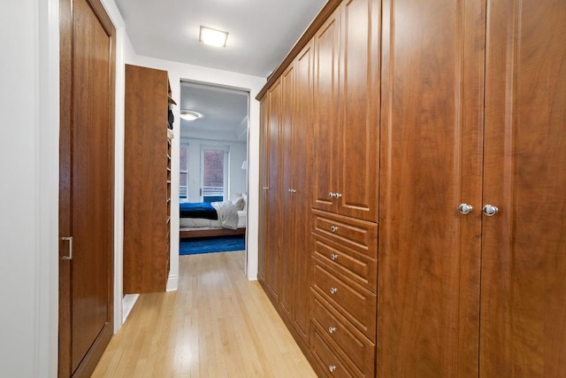 hall featuring light wood-type flooring