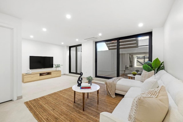 living room with carpet flooring