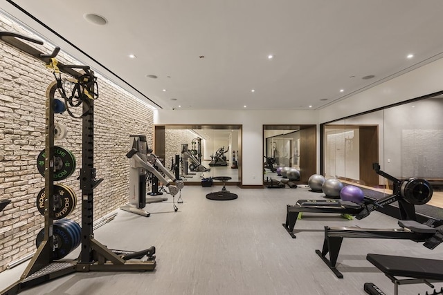 550 Vanderbilt Ave Unit 1203, New York City, NY 11238 - gym with baseboards and recessed lighting