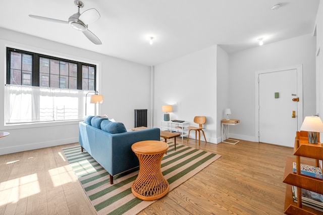41 Clarkson Ave Unit 2E, New York City, NY 11226 - living area featuring wood finished floors, baseboards, and a ceiling fan