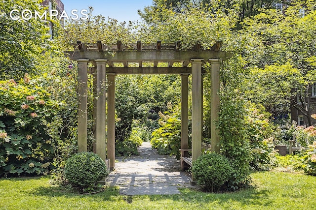 view of property's community with a pergola