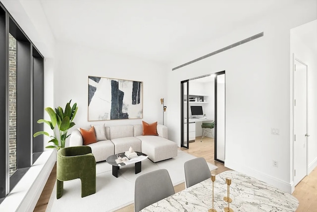 living room featuring light hardwood / wood-style flooring