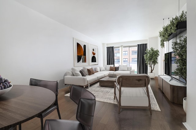 living room with wood finished floors