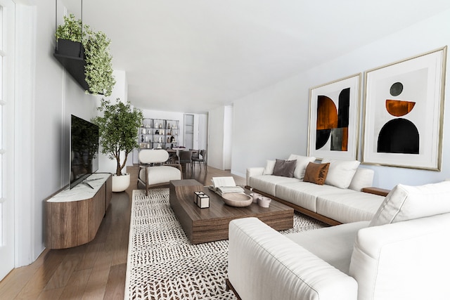 living area featuring wood finished floors