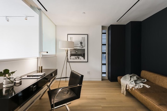 office area featuring light wood-style flooring