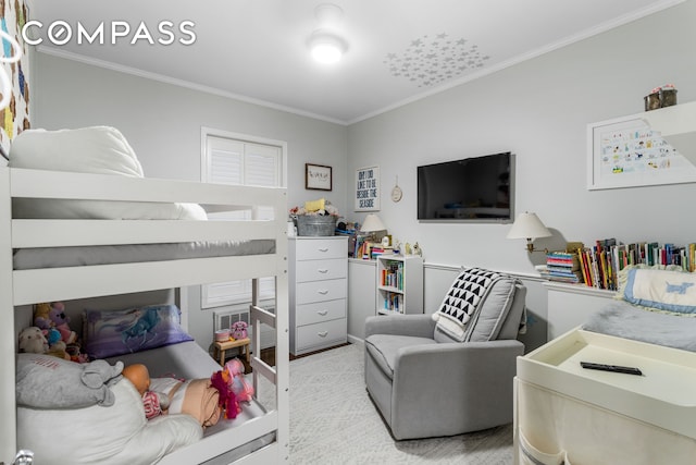 155 W 80th St Unit 4B, New York City, NY 10024 - bedroom featuring ornamental molding and carpet floors