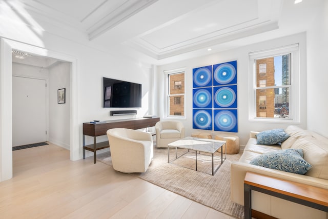 living room featuring light wood-style floors