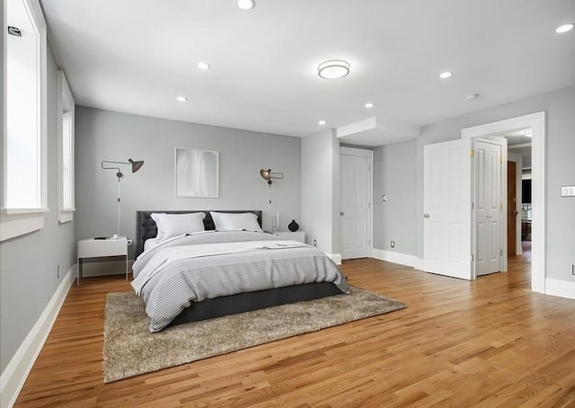 46 Clifton Place, New York City, NY 11238 - bedroom with baseboards, light wood finished floors, and recessed lighting
