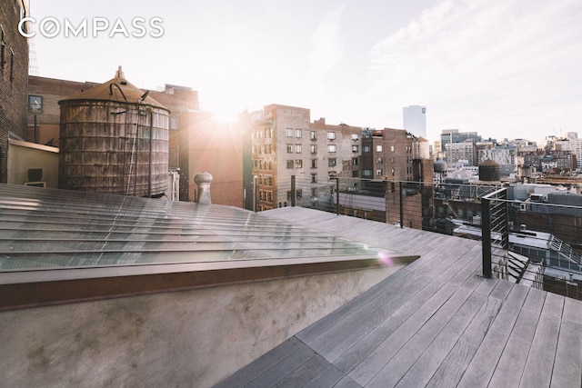 deck featuring a city view