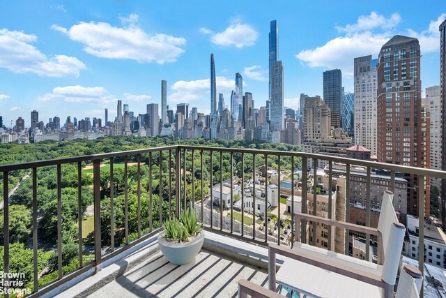 balcony featuring a view of city