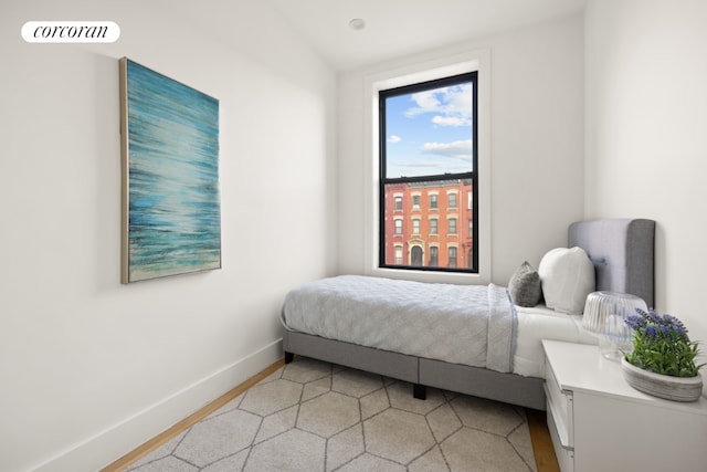 bedroom featuring light hardwood / wood-style floors