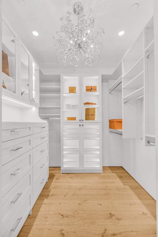 spacious closet featuring light wood-type flooring