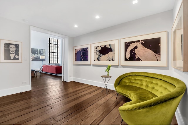 322 E 57th St Unit 12A, New York City, NY 10022 - living area with recessed lighting, baseboards, and hardwood / wood-style floors