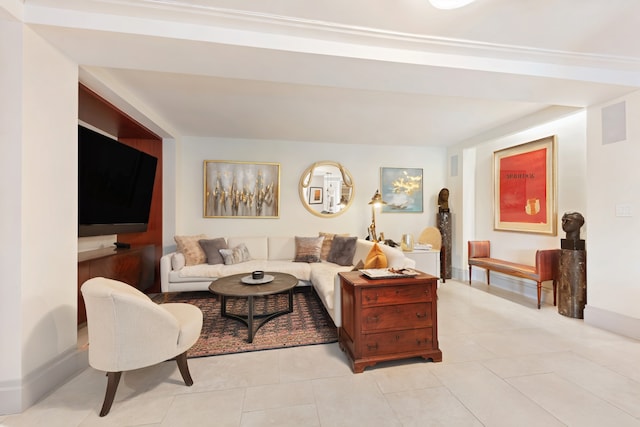 35 E 85th St Unit 2Fg, New York City, NY 10028 - living room with light tile patterned flooring and baseboards