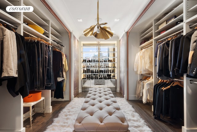 spacious closet with wood finished floors