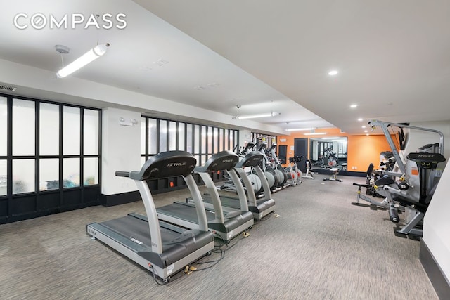51 Jay St Unit 5D, New York City, NY 11201 - workout area with carpet floors