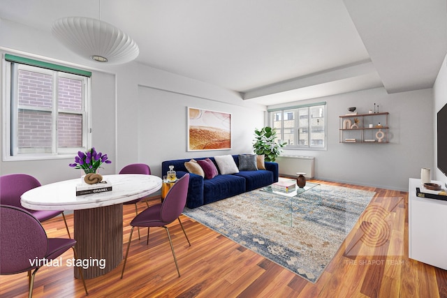 living area with wood finished floors