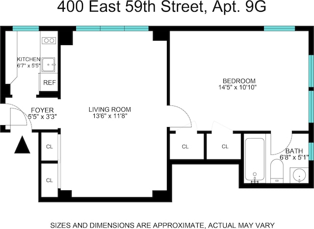 400 E 59th St Unit 9G, New York City, NY 10022 - floor plan / room layout