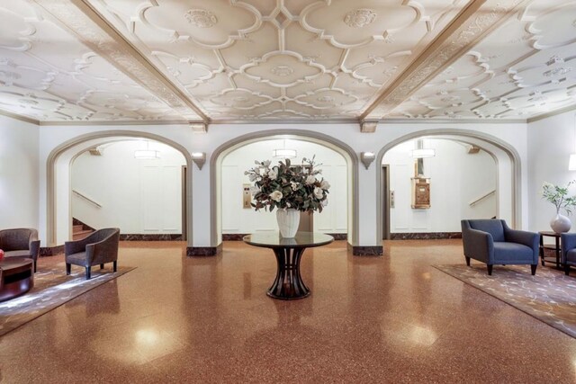 building lobby with stairway