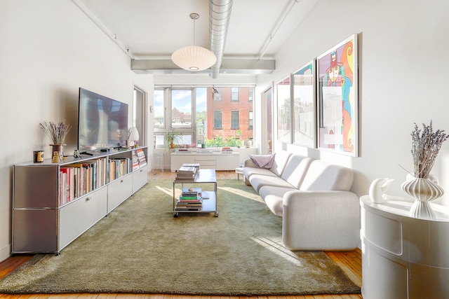 view of carpeted living area