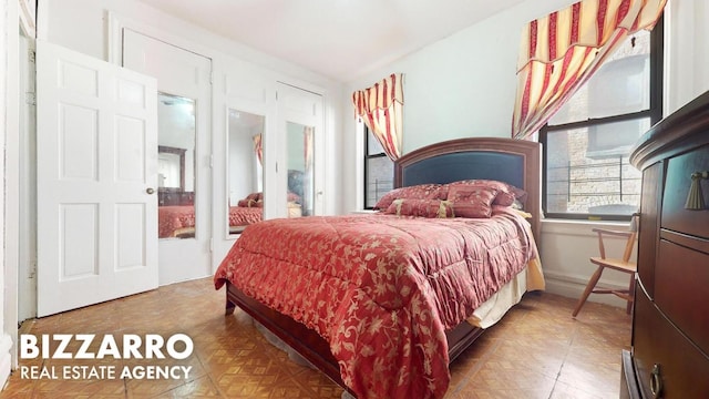 bedroom with parquet floors