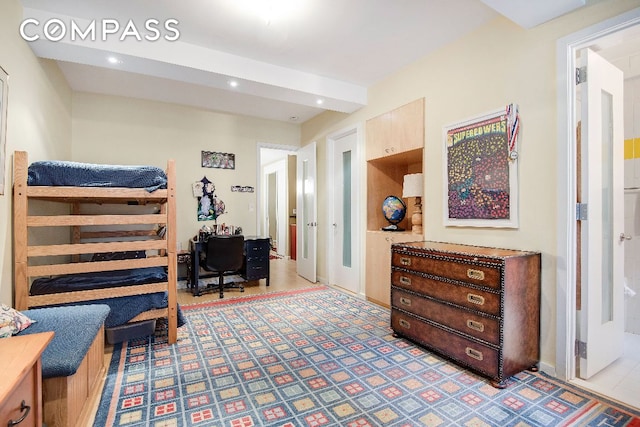 bedroom with recessed lighting