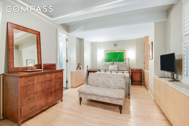 bedroom with light wood-style floors