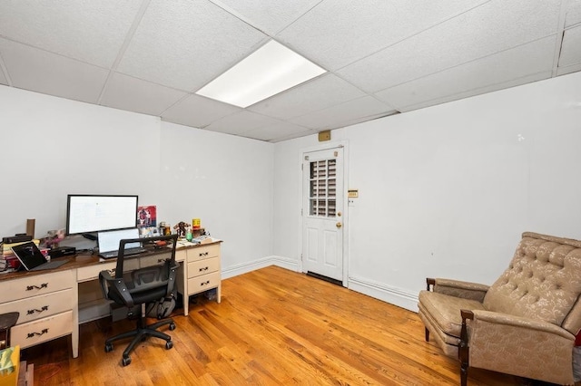 1741 73rd St, New York City, NY 11204 - office area featuring a paneled ceiling and light wood finished floors