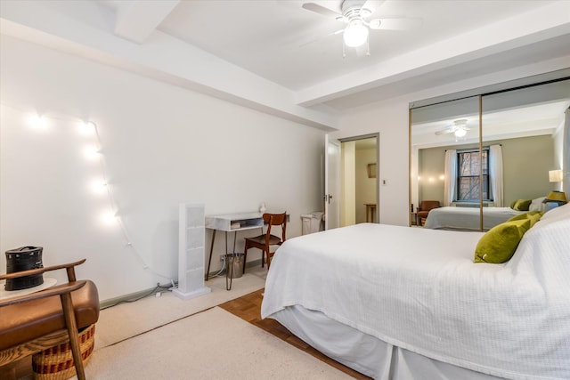70 Park Ter W Unit E-23, New York City, NY 10034 - bedroom with beam ceiling and ceiling fan