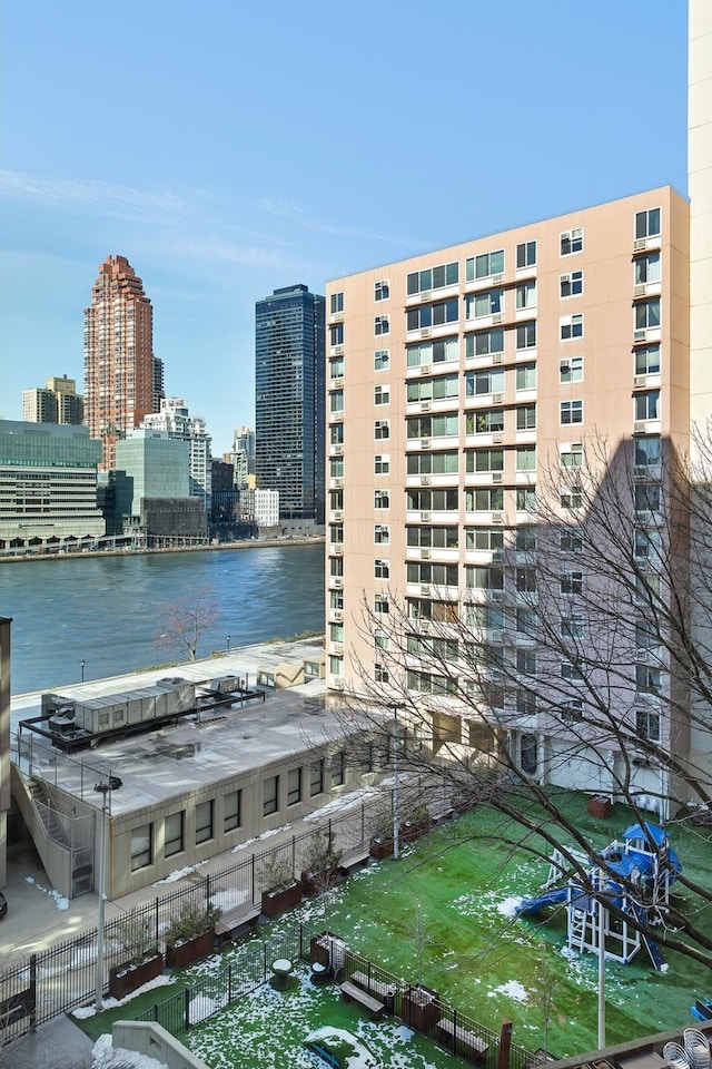 property view of water with a view of city