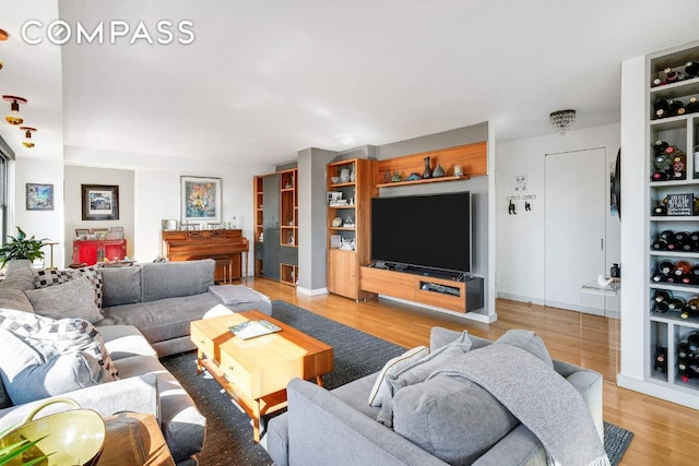 living room with light wood-style floors