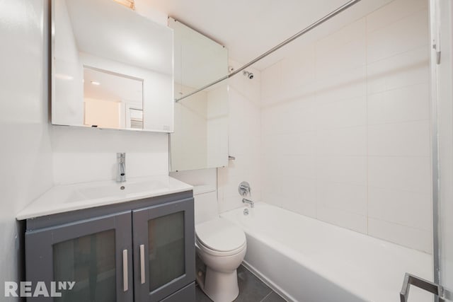 184 Thompson St Unit 5V, New York City, NY 10012 - bathroom with toilet, vanity,  shower combination, and tile patterned flooring