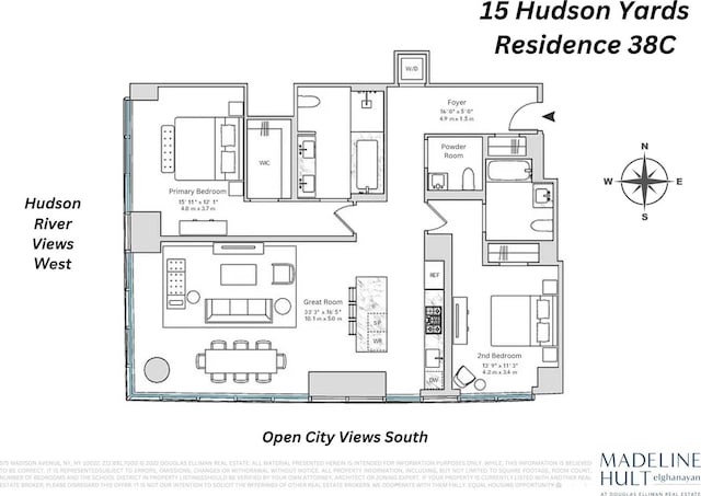15 Hudson Yards Unit 38C, New York City, NY 10001 - floor plan / room layout