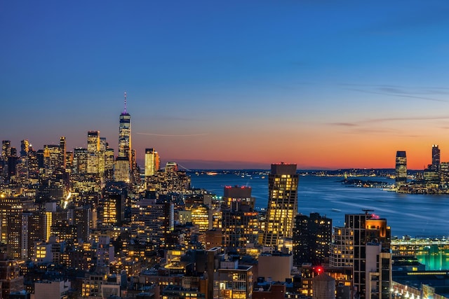 property's view of city with a water view