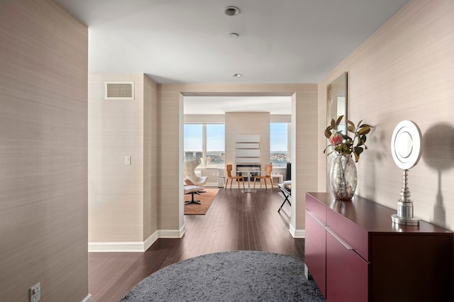 80 Riverside Blvd Unit Ph-1B, New York City, NY 10069 - corridor featuring dark wood-style flooring and baseboards