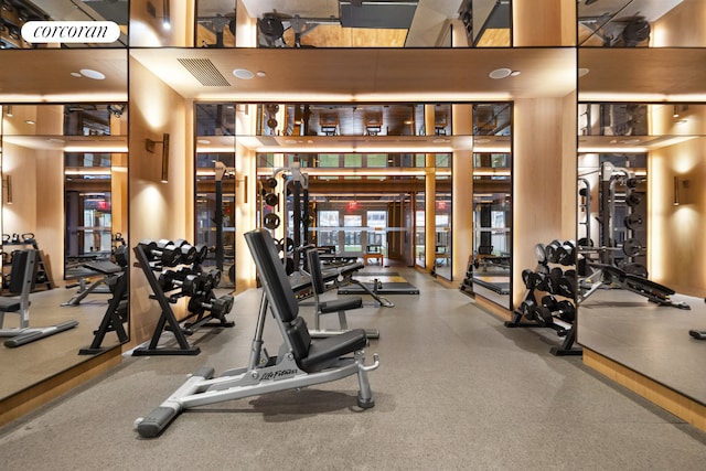exercise room with visible vents