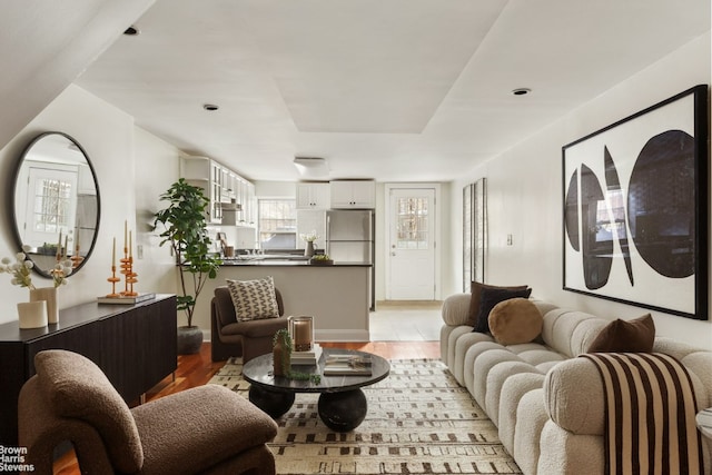 living room featuring light wood-style floors