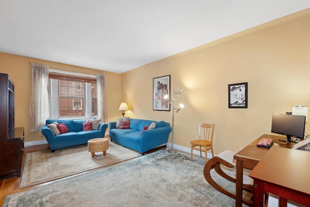 living area with baseboards