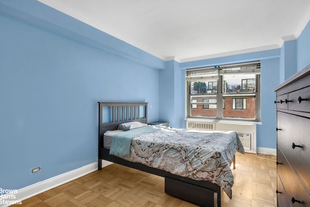 420 E 55th St Unit 11M, New York City, NY 10022 - bedroom with baseboards and crown molding
