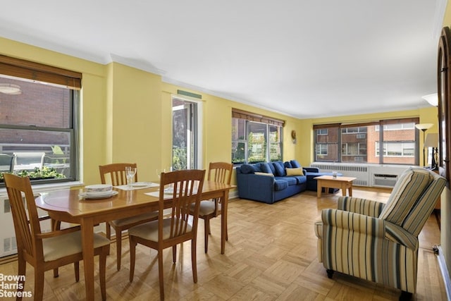 dining room featuring radiator heating unit