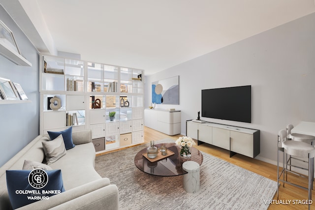 living area with wood finished floors