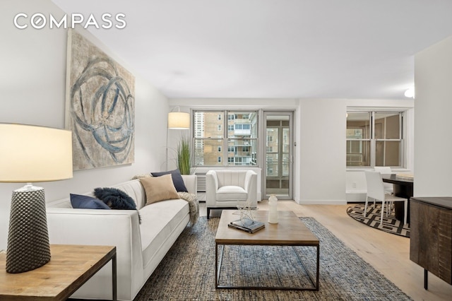 303 W 66th St Unit 6Bw, New York City, NY 10023 - living room with wood finished floors and baseboards