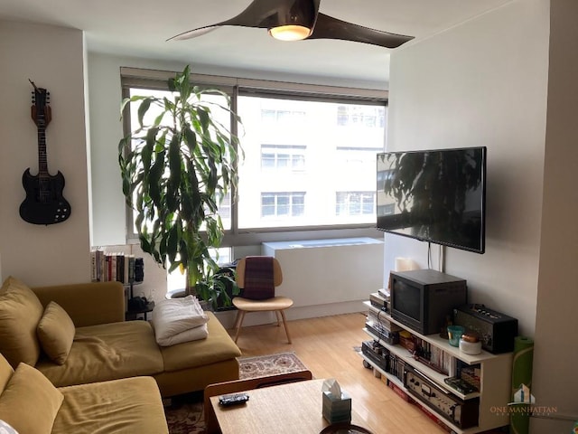 living area with wood finished floors