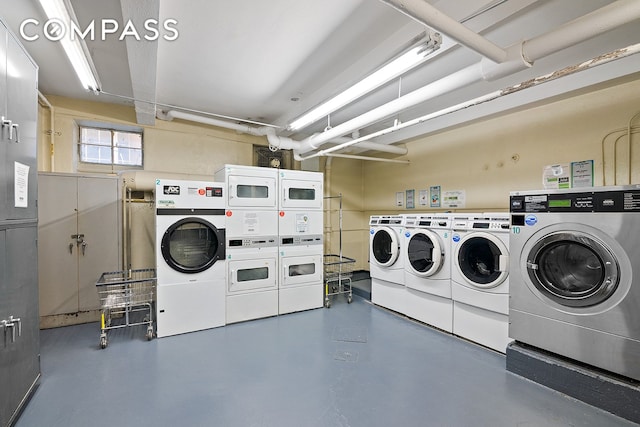 316 W 84th St Unit 6B, New York City, NY 10024 - community laundry room with stacked washer / dryer and separate washer and dryer